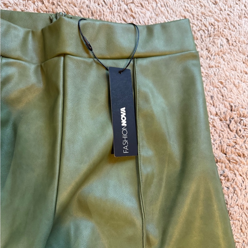 Fashion Nova Olive Faux Leather pants